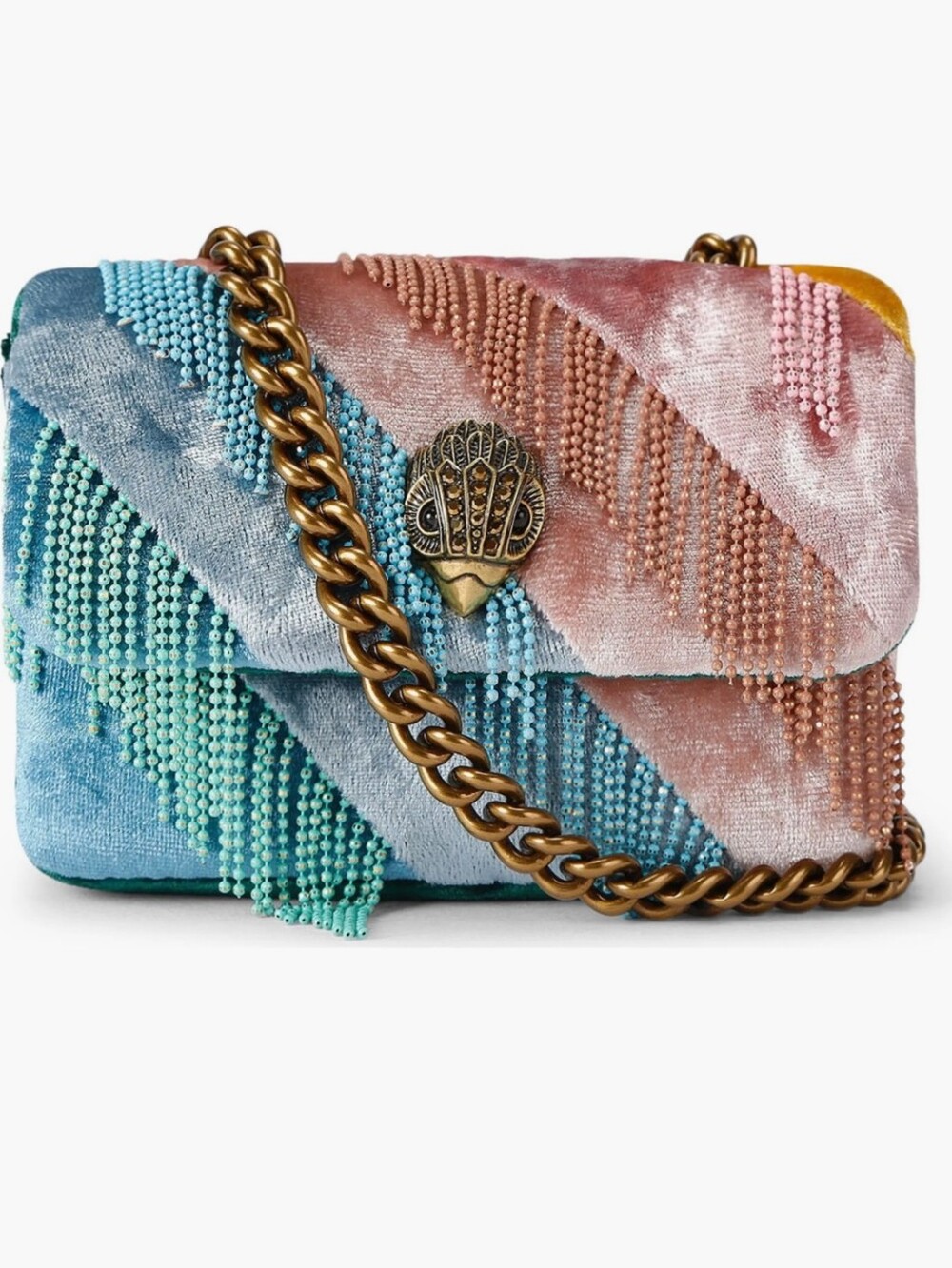 Kurt Griger Mini Fringe Velvet Beaded Chain Shoulder Bag Rare